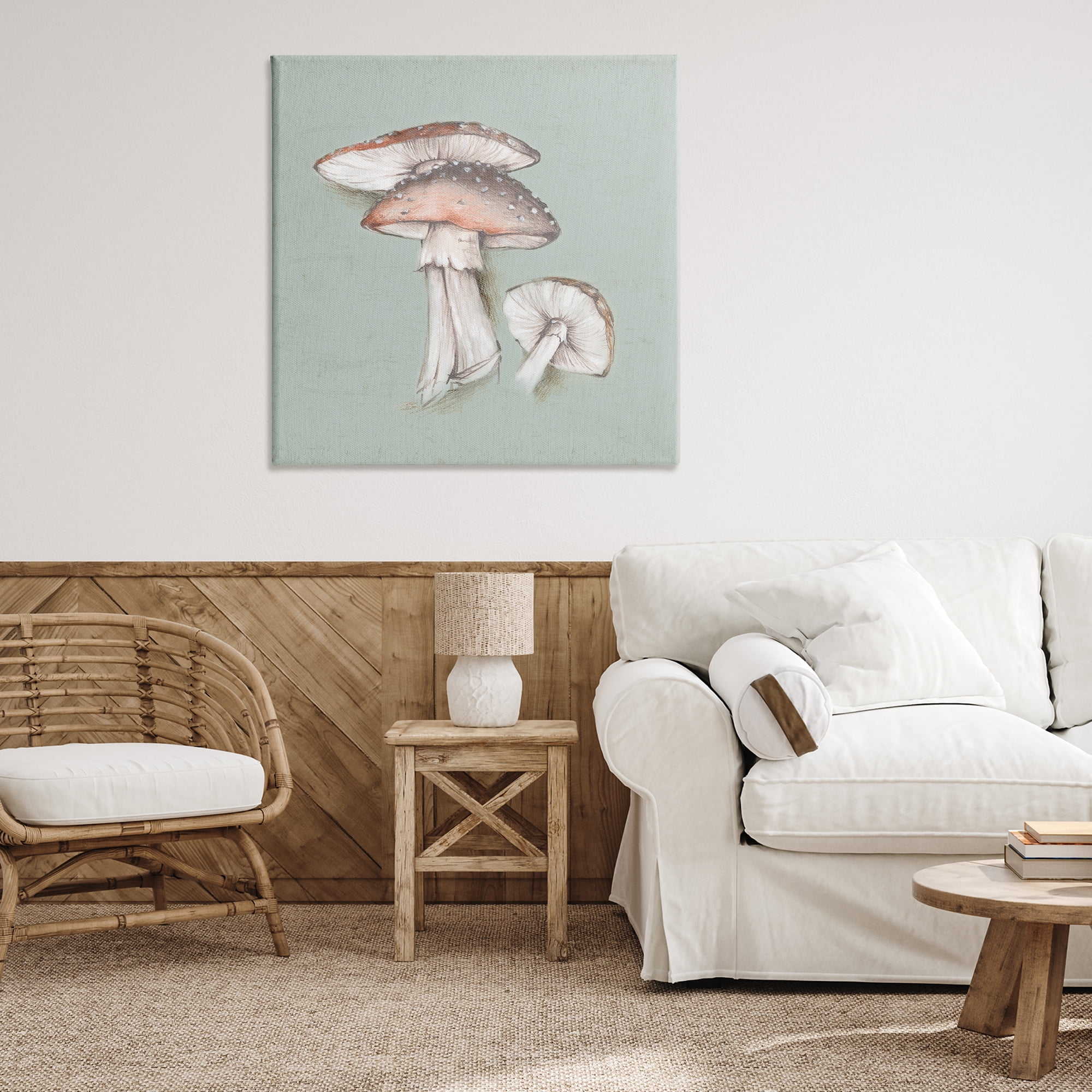Stupell Industries Mushroom Bunch Drawing Plants & Flowers Painting Wrapped Canvas Art Print Wall Art, 36 x 36