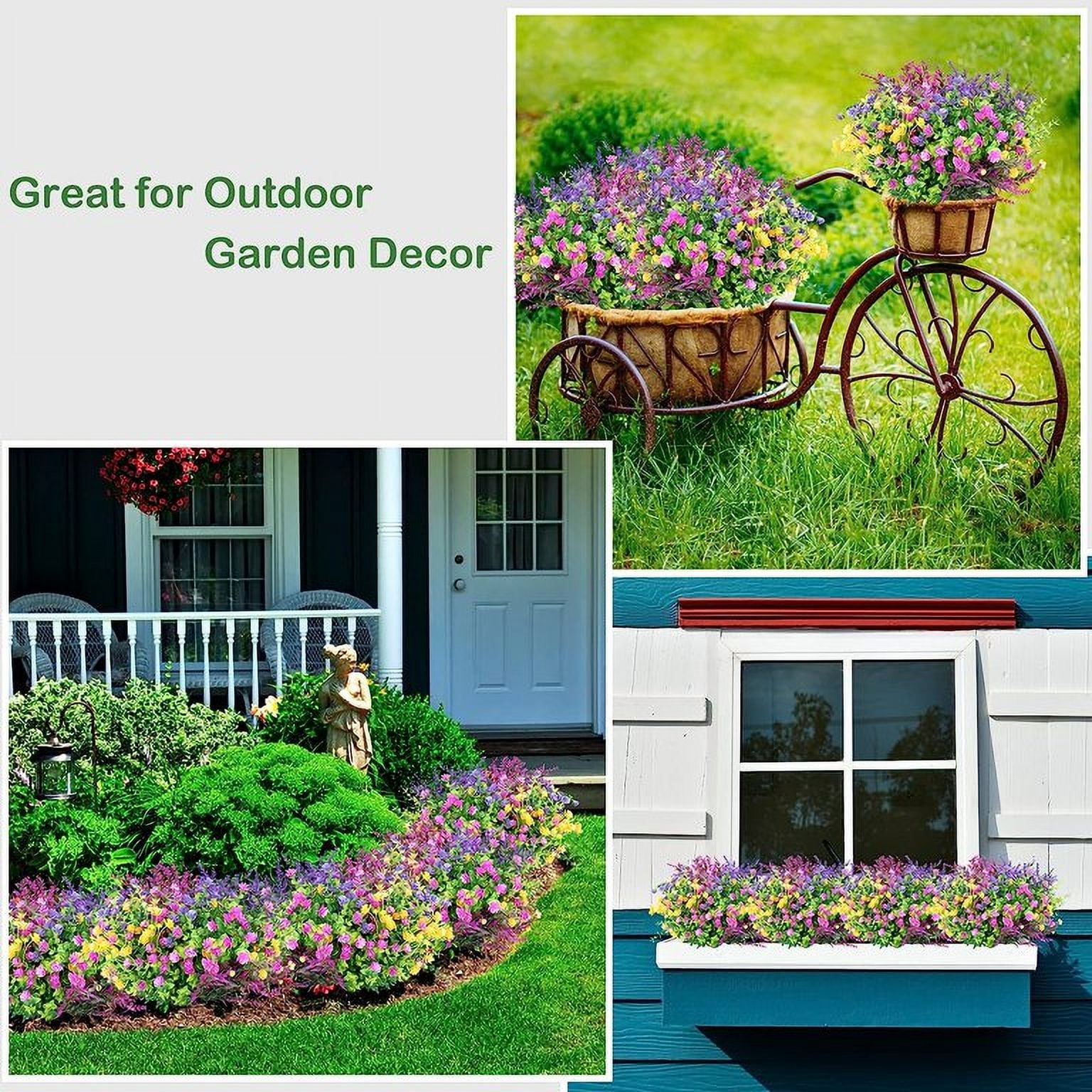 MAMOWEAR Artificial Flowers Outdoor UV Resistant Fake Flowers, Faux Plastic Flowers for Decoration Home Kitchen Garden Wedding Party Décor