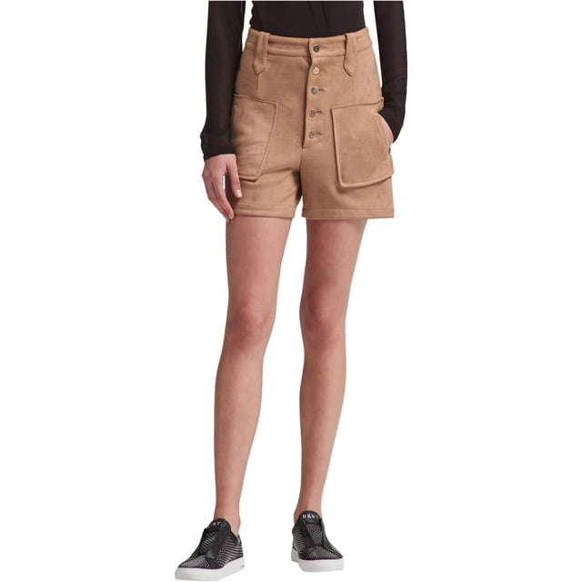 DKNY Shorts casuales para caminar de gamuza sintética para mujer, marrón, 14