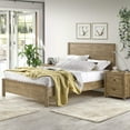 Yes4wood Solid Wood Full Bed Frame with Headboard, Heavy Duty Modern