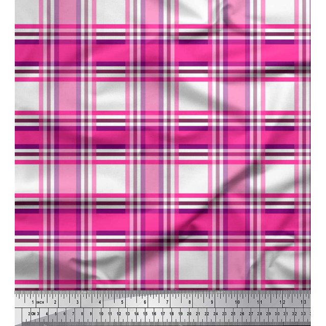 Soimoi Georgette Viscose Fabric Gingham Check Print Fabric by Yard 42 Inch Wide