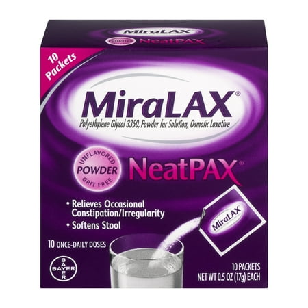 MiraLAX NeatPAX Osmotic Laxative Unflavored Powder - 10 CT0.5 OZ