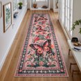 thumbnail image 3 of SUNDEREY Butterfly Runner Rug 8 ft, Non-Skid Washable Floral Carpet for Hallway/Kitchen, Super Soft Pink Boho Rug for Girls Bedroom, Bathroom & Laundry Room - Indoor Runner for Entryway Decor, 3 of 6