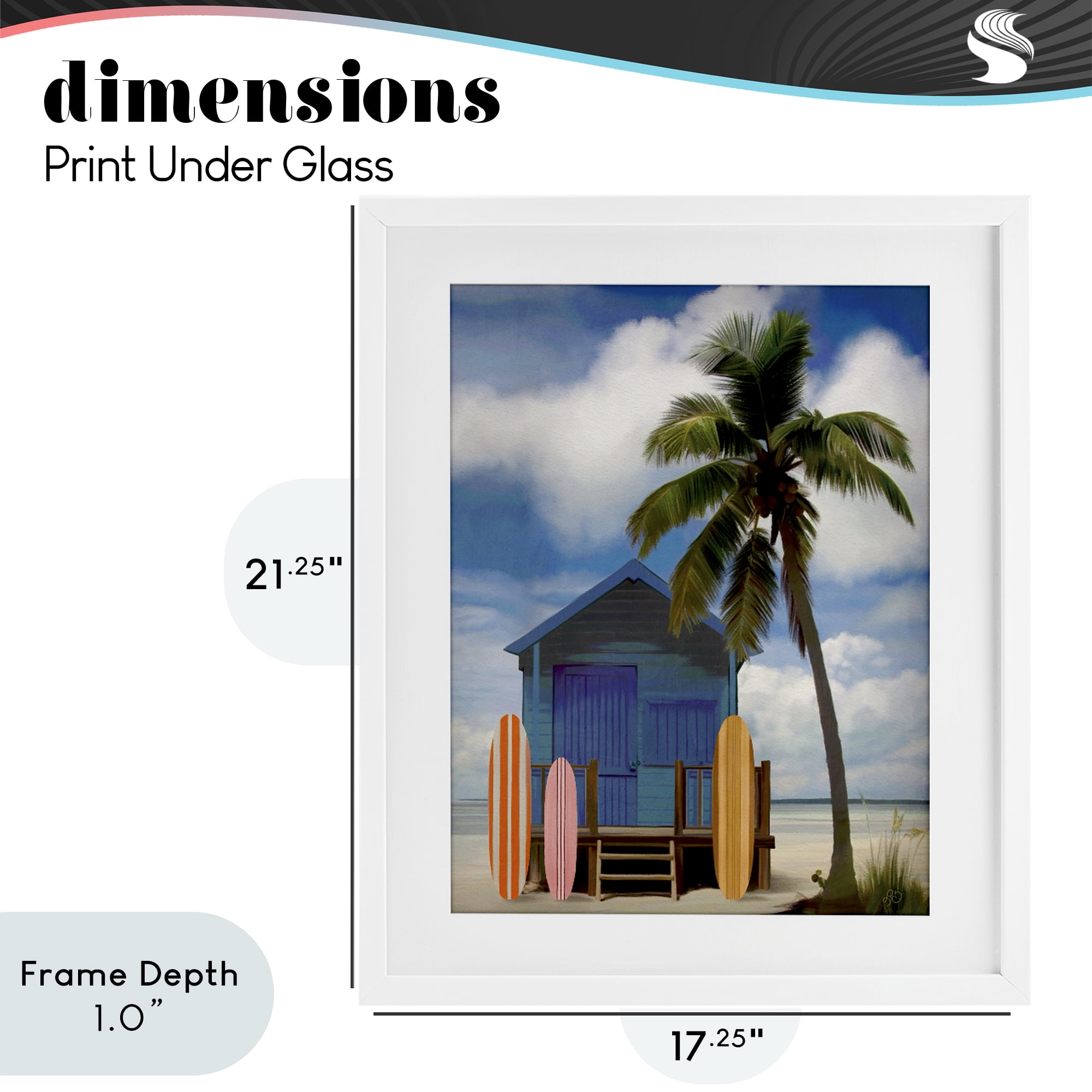 Stupell Industries Palm Overhanging Surf Shop White Framed Print Under Glass, design by Lisa R Dumm