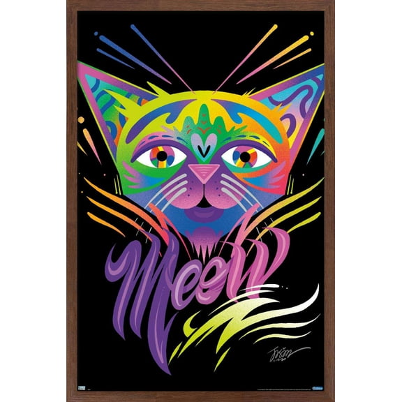 Meow Wall Poster, 14.725" x 22.375", Framed
