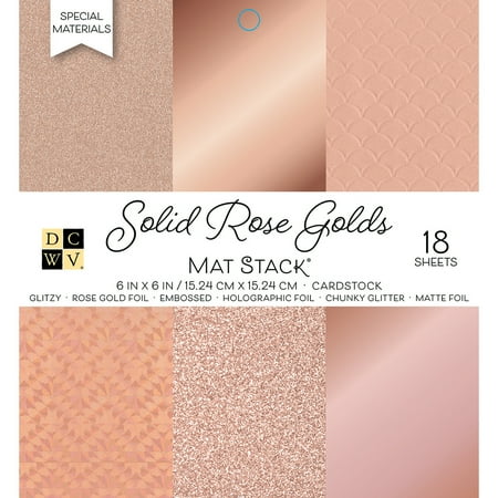 UPC: 0611356111779 | DCWV Single-Sided Cardstock Stack 6 X6  18/Pkg-Solid Rose Golds W/Specialty Finishes