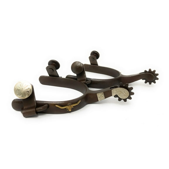 AJ Tack Youth Antique Brown Longhorn Spurs