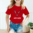 thumbnail image 2 of Byoo Easter Bunny Printed T-Shirt for Toddler Girl Casual Short-Sleeve Pullover Tee Soft Comfy T Shirt,Red, 2 of 4