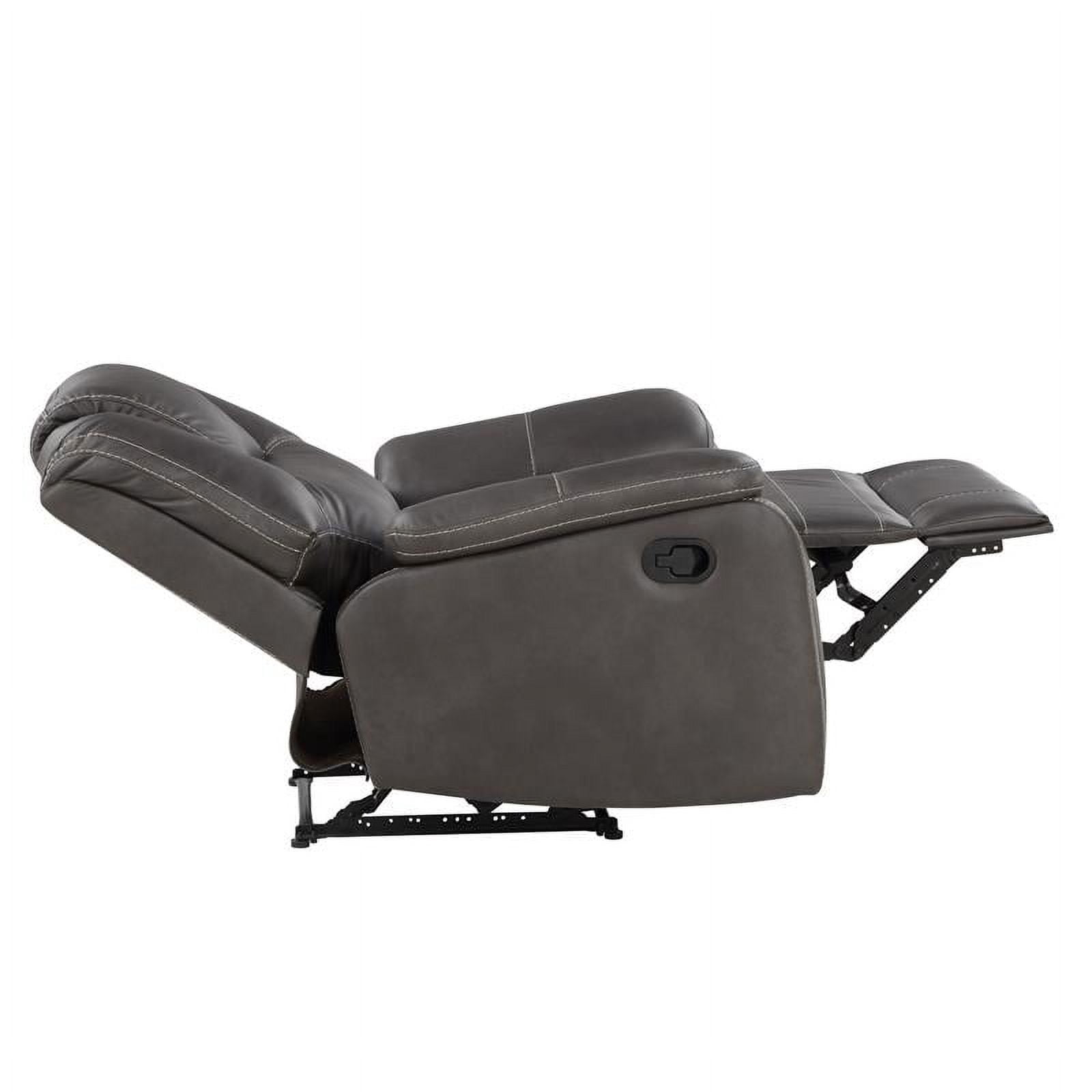Steve Silver Katrine Charcoal Gray Faux Leather Manual Recliner with Sinuous Spring Construction