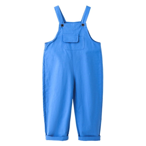 Kids Unisex Solid Color Romper and Jumpsuit Overalls Full Length Performance Stylish Outfit for Stage Show and Events Blue 4 Years-5 Years