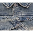 thumbnail image 3 of Men's Moto Quilted Cotton Blend Faded Denim Button Up Jean Jacket Slim Fit (M, Vintage), 3 of 4
