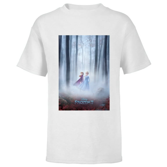 Disney Frozen 2 Anna and Elsa Poster T-Shirt - Short Sleeve T-Shirt for Kids - Customized-White