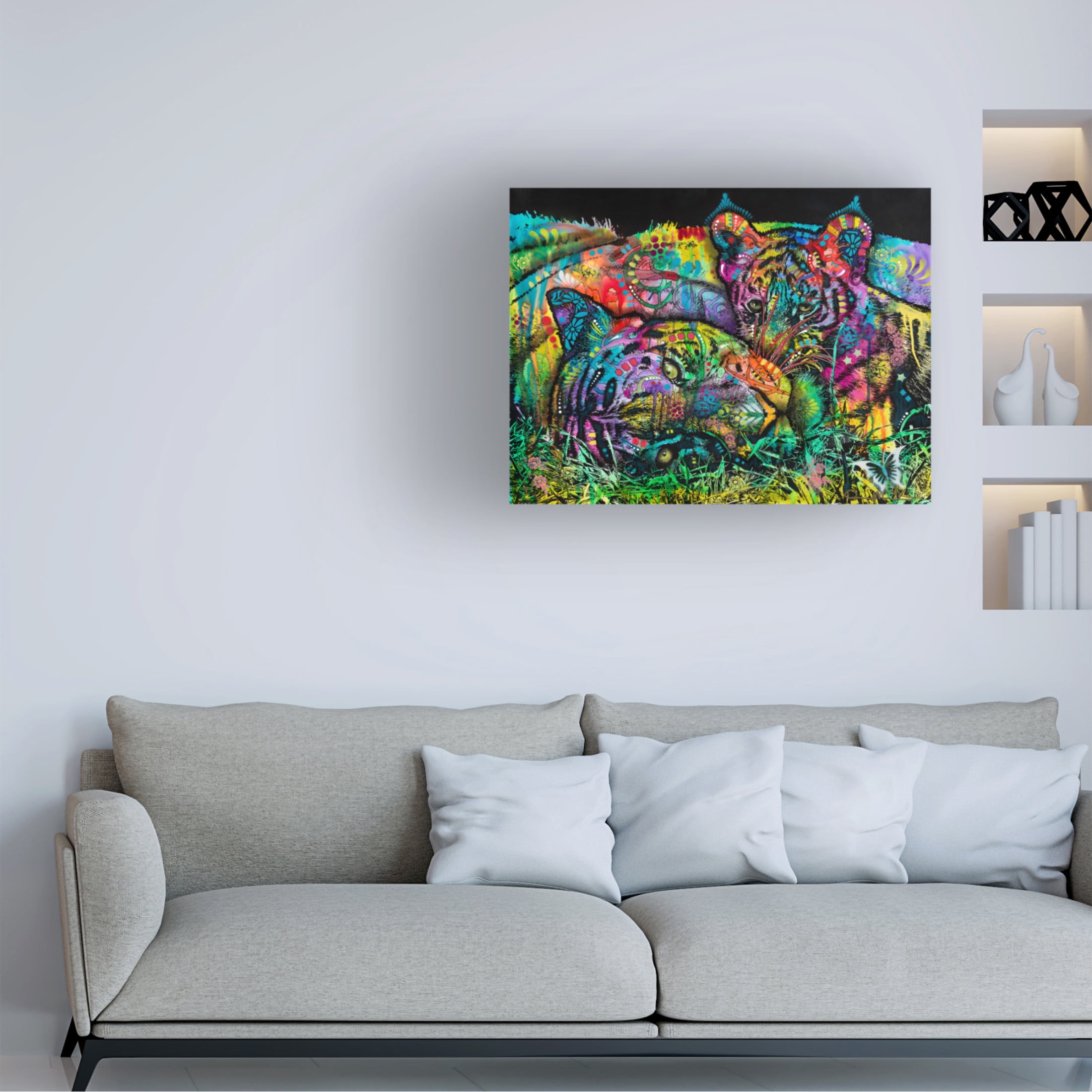 Canvas Wall Art - Dean Russo 'Mama Tiger and Cub' Wall Art for Living Room, Bedroom, or Office Décor by Trademark Fine Art - 47 x 35 Inches