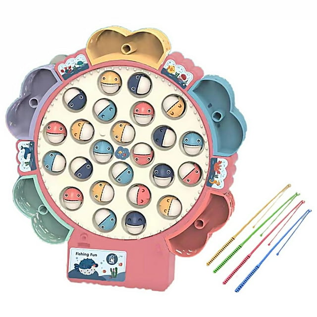 Childrens Magnetic Fishing Game Toy Puzzle Rotating Pond Toy With Music And Light