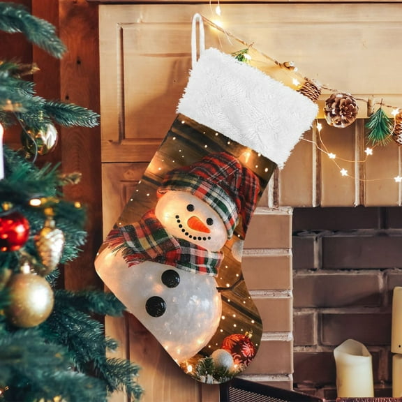 Ryvnso Christmas Stockings Snowman with Scarf 17.7" Large Stocking Decoration 1 Pack