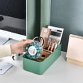thumbnail image 4 of Bamboo Wood Makeup Organizer Basket, 8 Compartment Desktop Storage Box for Cosmetics, Brushes, Lipsticks, Green, 4 of 9