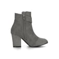 thumbnail image 3 of BLISSFUL STEP Women's Boots Faux Suede Ankle Booties Block Heel Round Toe Buckle Side Zip Boots Grey 6, 3 of 8