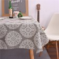 thumbnail image 1 of Nappe en Coton et Lin Nappe Bleue et Blanche Porcelaine Graffiti Feuille Verte Triangle Géométrique Carrée Nappe, 1 of 6