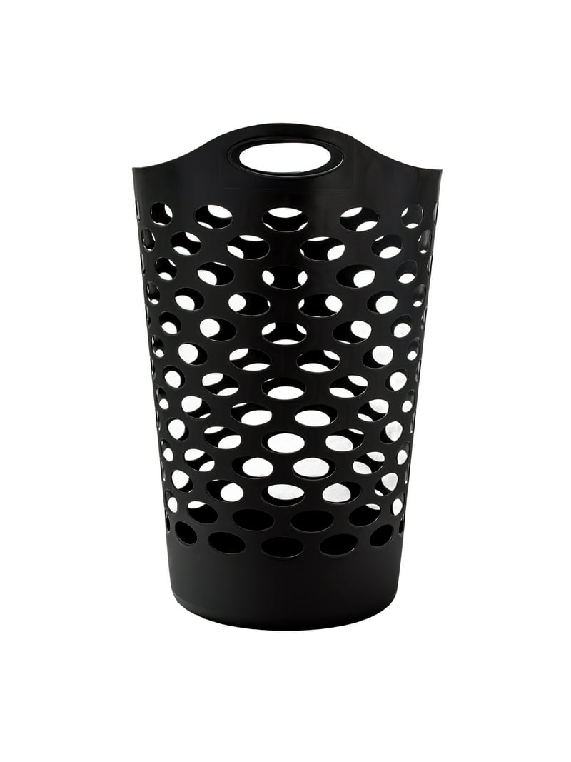Mainstays Flexible Plastic Laundry Hamper Black, 2.2 Bushels