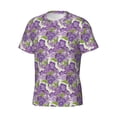 thumbnail image 5 of Vsdgher Violets Flowers Print Men's Dry Fit Mesh Athletic Shirts Moisture Wicking Tennis T-Shirt Tops, 5 of 9