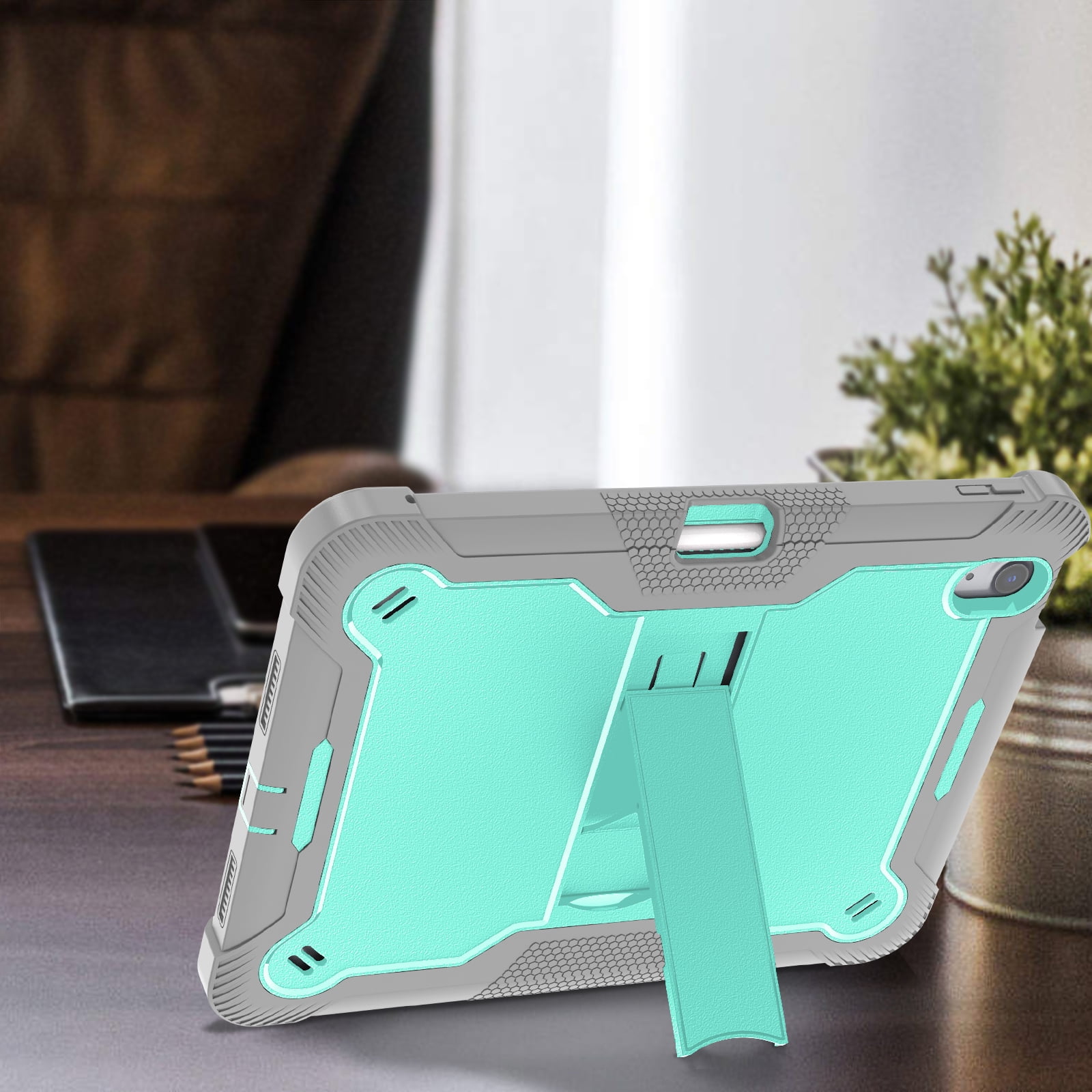 Allytechgroup Rugged Case for Apple iPad Air 11 M4 M3 M2 2026 2025 2024, Dual-Layers Kickstand Anti-Scratch Bumper With Pencil Holder Lightweight Kids Friendly Case Cover for iPad Air 11", Green
