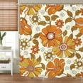 thumbnail image 4 of Retro Flower 70s Shower Curtain Set 71Wx71H Inches Vintage Floral Hippie Aesthetic Orange Groovy Cute Polyester Waterproof Cloth Bathroom Curtain with 12 Hooks, 4 of 5