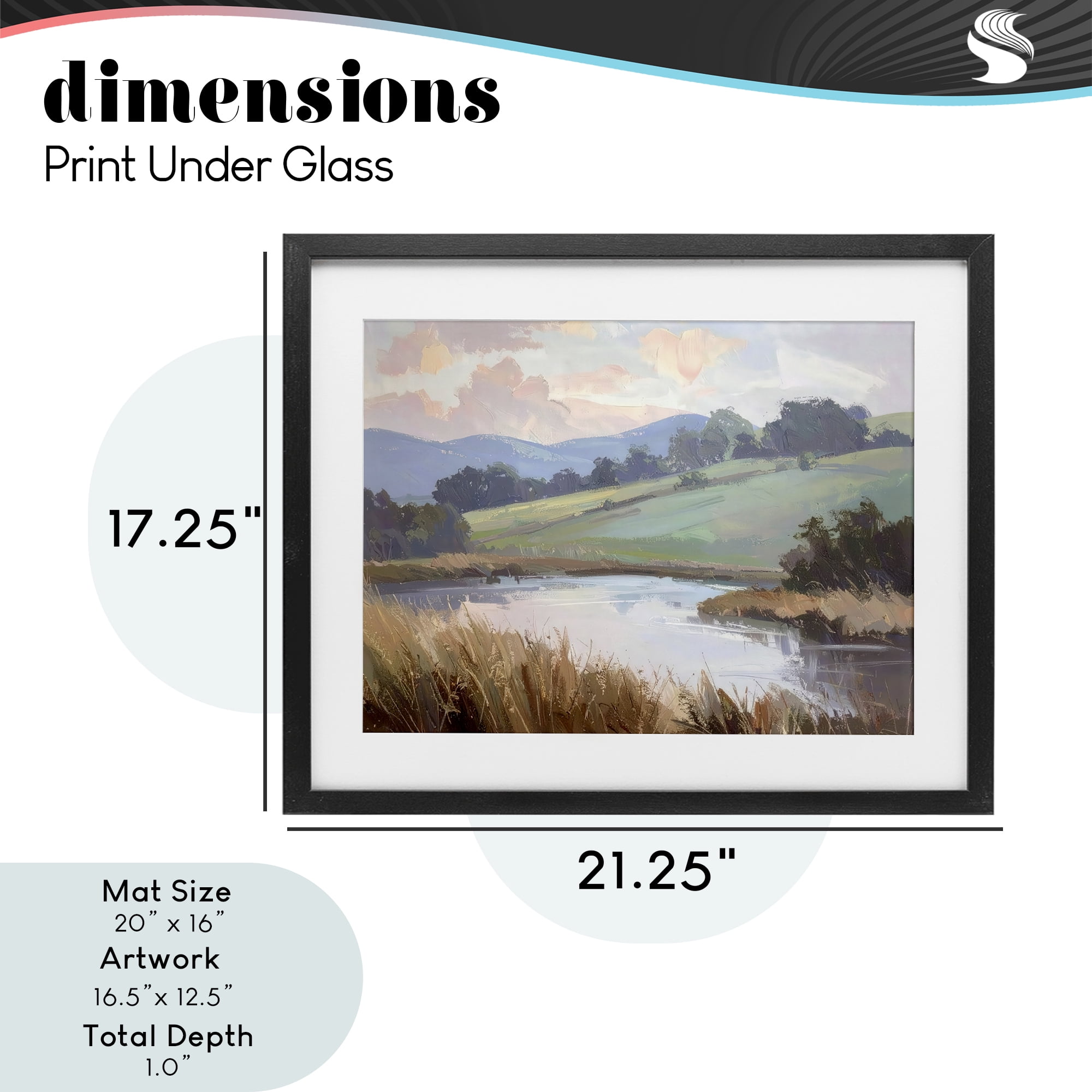 Stupell Industries Subtle Distant Mountains Black Framed Print Under Glass, design by Alonza Saunders