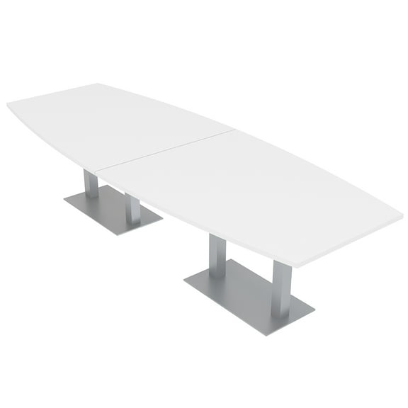 10 Person Modular Boat Shaped Conference Table Metal Bases Power Units