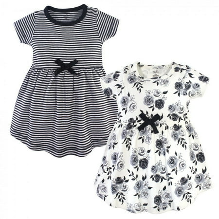UPC: 0660168610789 | Touched by Nature Baby and Toddler Girl Organic Cotton Short-Sleeve Dresses 2pk Black Floral 4 Toddler