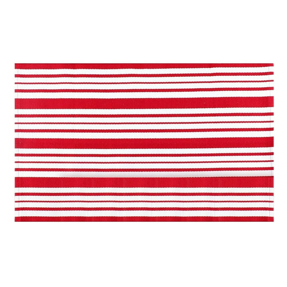 Valentine's Day Coir Welcome Doormat Outdoor Valentine's Day Rug Layered Red and White Stripe Mat Red Heart Mat for Front Porch Outdoor Entryway