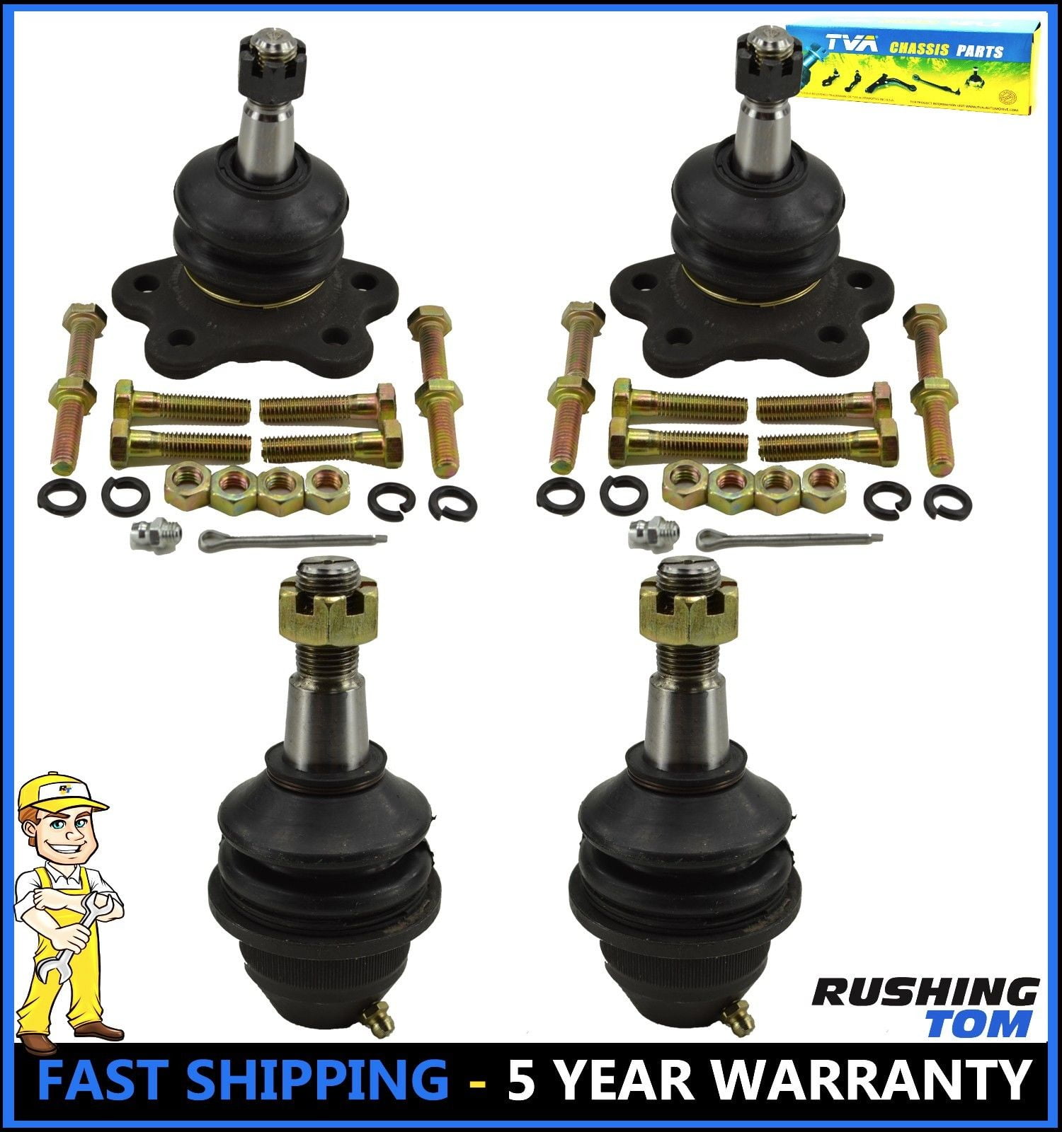 4pc Kit Front Upper and Lower Ball Joint Chevy GMC K2500 K1500 Tahoe