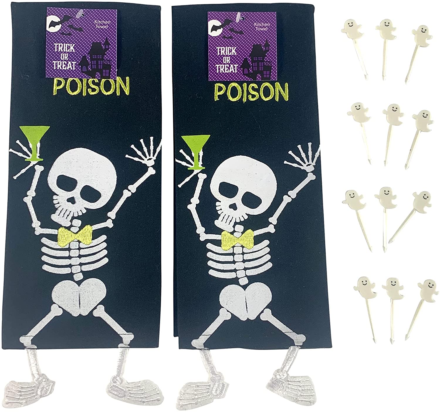 Halloween Kitchen Hand Towel Set Fun Party Pick Your Poison with