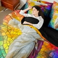 thumbnail image 4 of jejeloiu Colorful Glass 7 Pieces Bedding Comforter Set,Merry Christmas Full Bedding Set,God Fitted Sheet Flat Sheet For Adults,Super Cozy Room Decor Reversible, 4 of 8