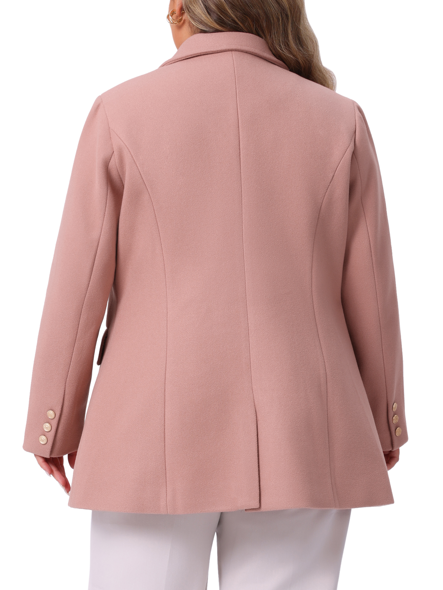 DARING DIVA Women's Plus Size Double-Breasted Notched Lapel Peacoat 4X Pink