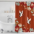 thumbnail image 3 of Red Crane Shower Curtain, Waterproof Shower Curtains for Bathroom, Vintage Red Teal Spring Floral Botanical Washable Fabric Bathtub Curtain Set Bath Decor with 12 Hooks Stall 36"x72", 3 of 8
