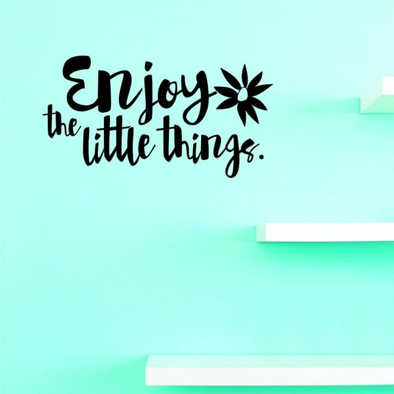 Custom Decals Enjoy The Little Things Wall Art Size: 6 X 20 Inches Color: Black