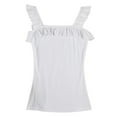 thumbnail image 2 of DuoJiaJ Womens Cute Sleeveless Tank Tops Ruffle Strap Neck Blouse Solid Color Knitted Camisole Cotton Tank Tops for Women, 2 of 4
