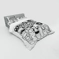 thumbnail image 3 of Indie Duvet Cover Set, Hand Drawn Doodle Style Cartoon Monsters Welcoming Community Funny Crazy, Bedding Set with Shams and Fitted Sheet, 3 Sizes, by Ambesonne, 3 of 3