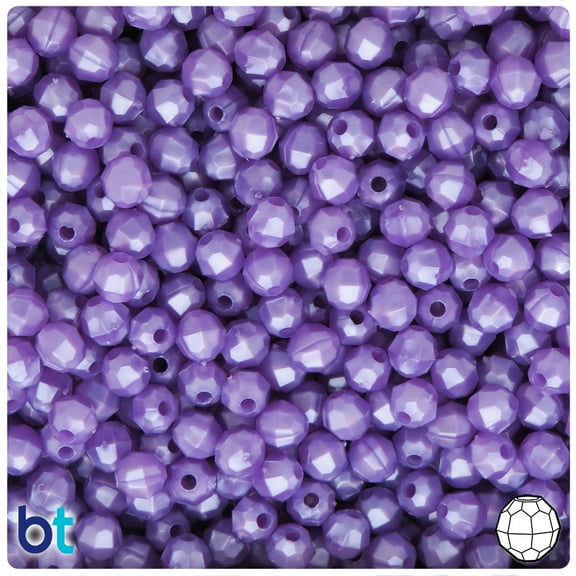BeadTin Light Purple Pearl 6mm Faceted Round Plastic Beads (600pcs)
