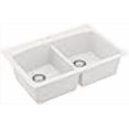 thumbnail image 3 of Karran Qt-710 Drop-In Quartz Composite 33 In. 1-Hole 50/50 Double Bowl Kitchen Sink In White, 3 of 4
