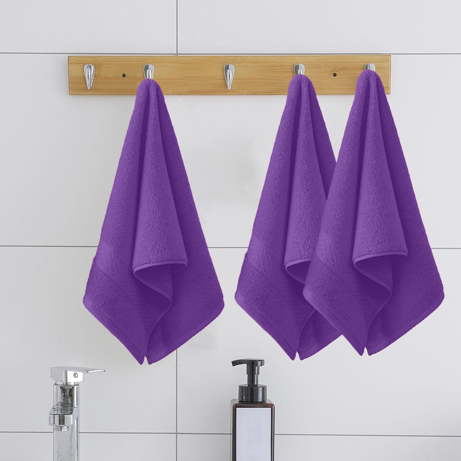 VOTRUDI Cotton Face Cloths 5-Pack, Soft & Absorbent Light Blue Towels with Broken Jacquard & Reinforced Edges for Bathroom/Travel/Gym