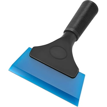 Small Squeegee, Window Tint Rubber Water Blade, Shower Scraper with Anti-Slip Handle, Auto Cleaning Tool Accessories, Mini Water Wiper for Window, Windshield, Glass Door, Bathroom (Blue)