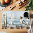 thumbnail image 2 of Coastal Seagull Placemats Set of 6 Summer Beach Vintage Nautical Sailboat Place Mats Indoor Wipeable Table Mats Washable Cloth Dining Table Placemats for Kitchen Holiday Party Home Decor 13x19 Inch, 2 of 9