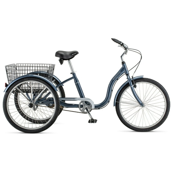 Schwinn Meridian Adult Tricycle with Basket, 24 Inch Wheels, Ages 14 , Slate Blue