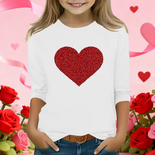 Blusas y camisas de manga larga con cuello redondo y estampado infantil, manga 3/4/cuello redondo tres cuartos, camisa y top para niños, top de poliéster para niños