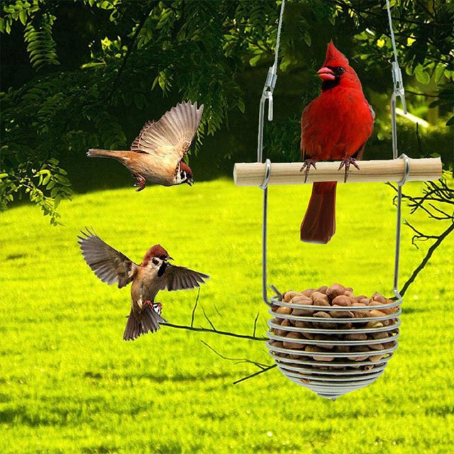 Comedero para pájaros Wmkox8yii Acero inoxidable para colgar al aire libre