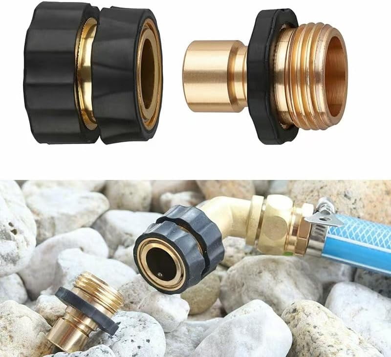 3/4 Inch Garden Hose Quick Connect, Snap & Lock Male/Female Adapter with Rubber Washers, Leak-Proof