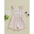 thumbnail image 3 of Kids Toddler Girl Summer Outfit Floral Print Overalls Jumpsuit Sleeveless Romper Bib Shortalls Suspender Shorts Pants, 3 of 7