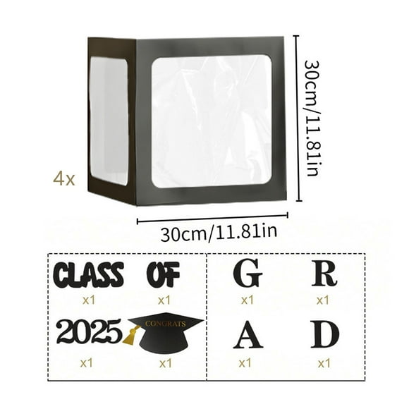 fsxdhpcsgfc 2025 Graduation Party Decoration Set Black Balloon Boxes With Letters Shining Photo Props Decoration Event Dress for Women Elegant Party Decorations Set Special Event Dresses Women