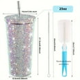 thumbnail image 2 of Elegant Rhinestone-Encrusted Insulated Stainless Steel Tumbler with Straw - Double-Layer Design, Vibrant Crystal Embellishments, Perfect for Coffee or Tea, Gift Item, Coffee Tumbler | Elegant Tumbler, 2 of 10